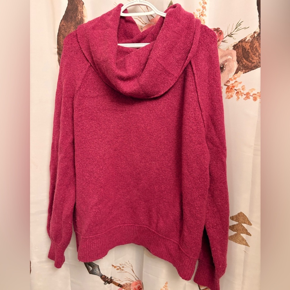 Free People Fuchsia Cowl Neck Sweater